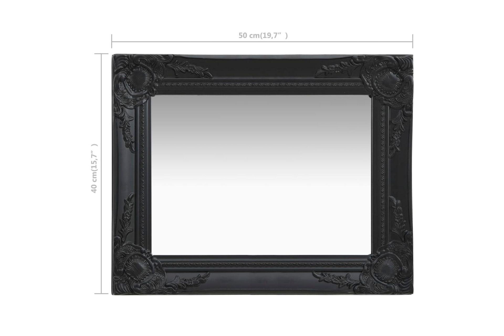 Veggspeil barokkstil 50x40 cm svart - Innredning - Speil - Veggspeil