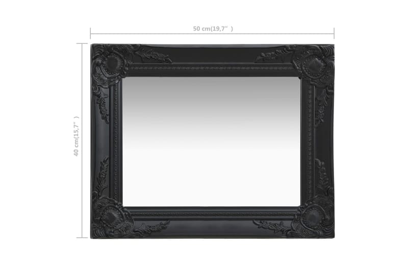 Veggspeil barokkstil 50x40 cm svart - Innredning - Speil - Veggspeil