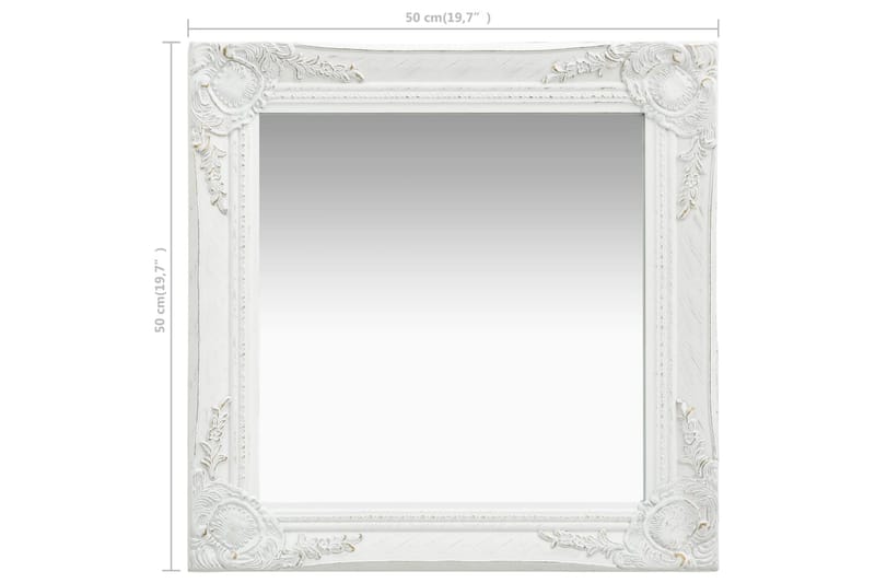 Veggspeil barokkstil 50x50 cm hvit - Innredning - Speil - Veggspeil