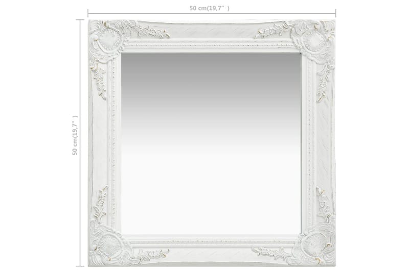 Veggspeil barokkstil 50x50 cm hvit - Veggspeil - Gangspeil