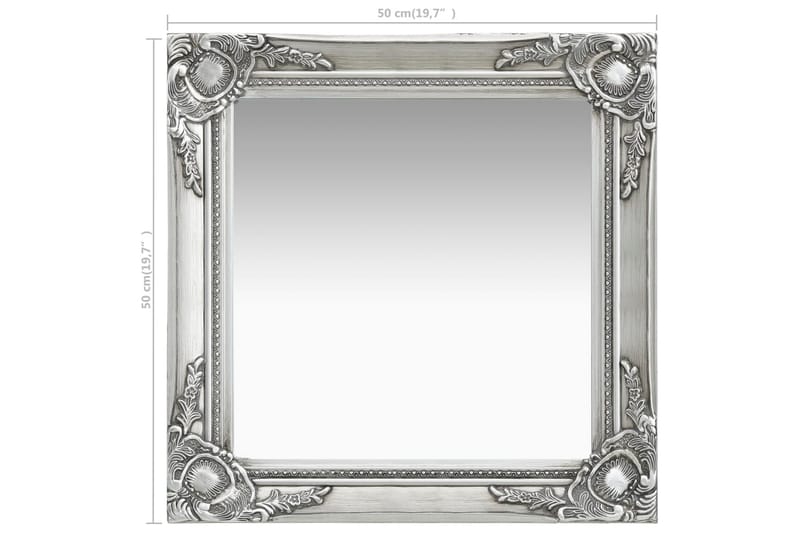 Veggspeil barokkstil 50x50 cm sølv - Veggspeil - Gangspeil