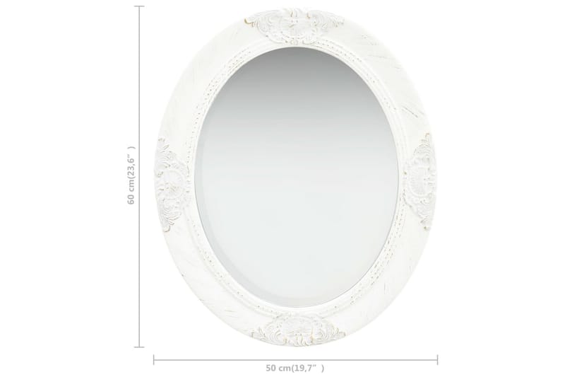 Veggspeil barokkstil 50x60 cm hvit - Innredning - Speil - Veggspeil