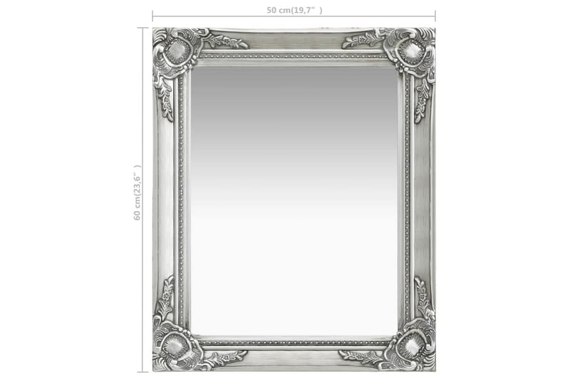 Veggspeil barokkstil 50x60 cm sølv - Innredning - Speil - Veggspeil