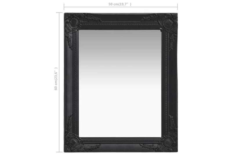Veggspeil barokkstil 50x60 cm svart - Innredning - Speil - Veggspeil