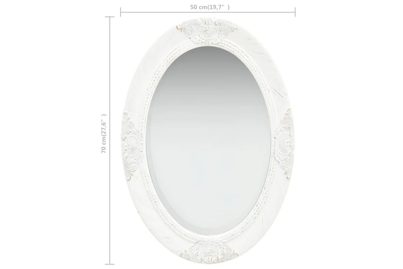 Veggspeil barokkstil 50x70 cm hvit - Innredning - Speil - Veggspeil