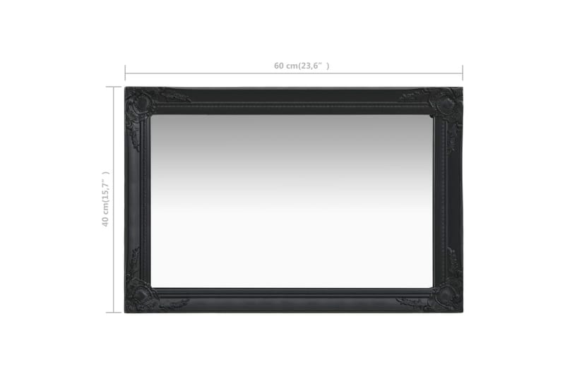 Veggspeil barokkstil 60x40 cm svart - Innredning - Speil - Veggspeil