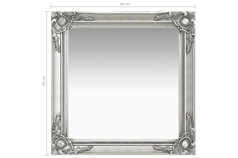 Veggspeil barokkstil 60x60 cm sølv - Veggspeil - Gangspeil