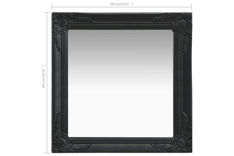 Veggspeil barokkstil 60x60 cm svart - Innredning - Speil - Veggspeil
