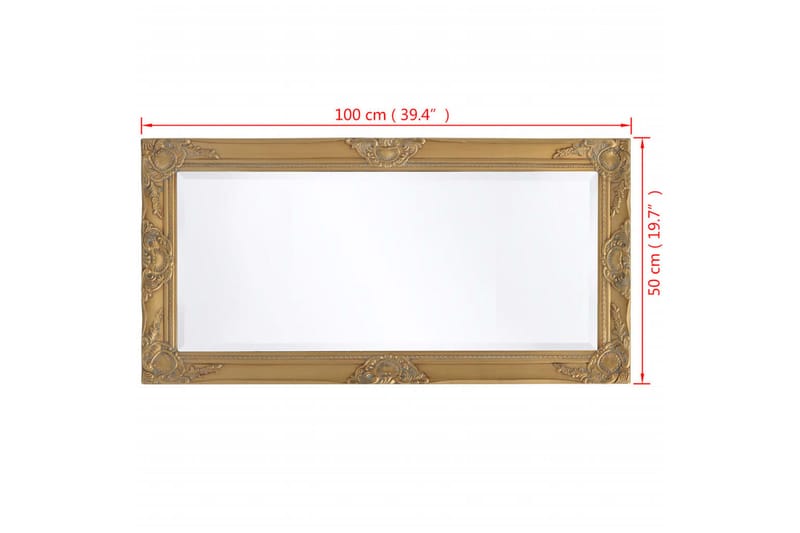 Veggspeil Barokstil 100x50 cm Gull - Innredning - Speil - Veggspeil