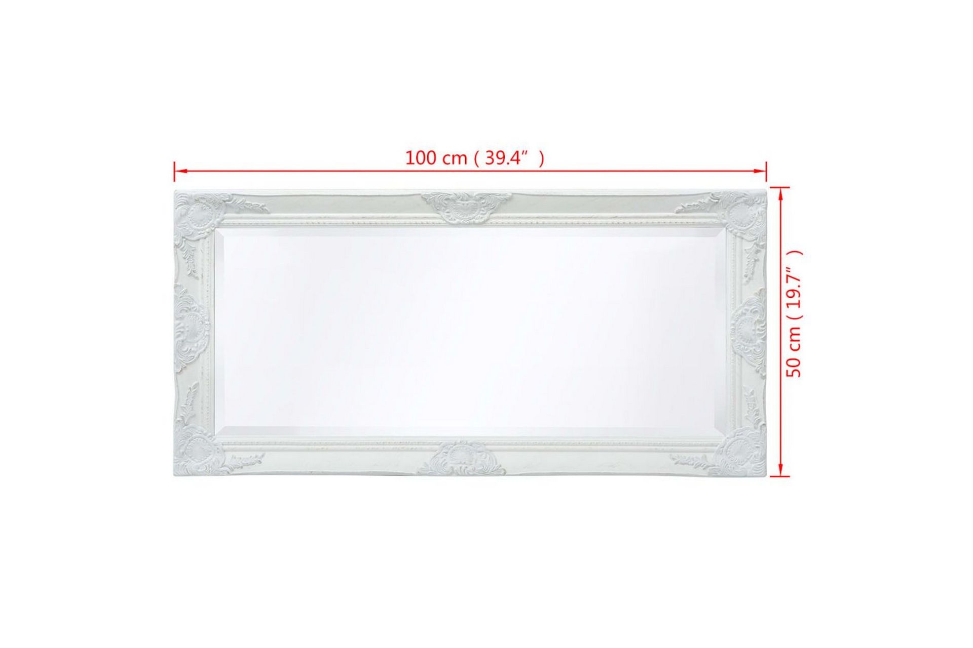 Veggspeil Barokstil 100x50 cm Hvit - Innredning - Speil - Veggspeil