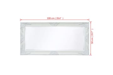 Veggspeil Barokstil 100x50 cm Hvit - Innredning - Speil - Veggspeil