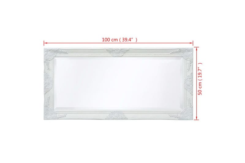 Veggspeil Barokstil 100x50 cm Hvit - Innredning - Speil - Veggspeil