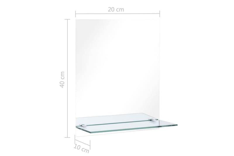 Veggspeil med hylle 20x40 cm herdet glass - Innredning - Speil - Veggspeil