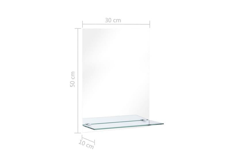 Veggspeil med hylle 30x50 cm herdet glass - Innredning - Speil - Veggspeil