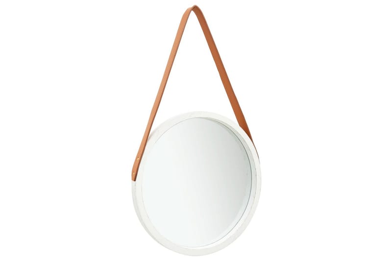 Veggspeil med stropp 40 cm hvit - Innredning - Speil - Veggspeil