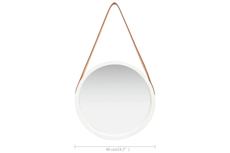 Veggspeil med stropp 40 cm hvit - Innredning - Speil - Veggspeil