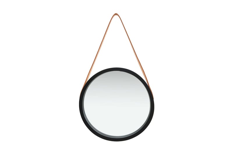 Veggspeil med stropp 40 cm svart - Innredning - Speil - Veggspeil