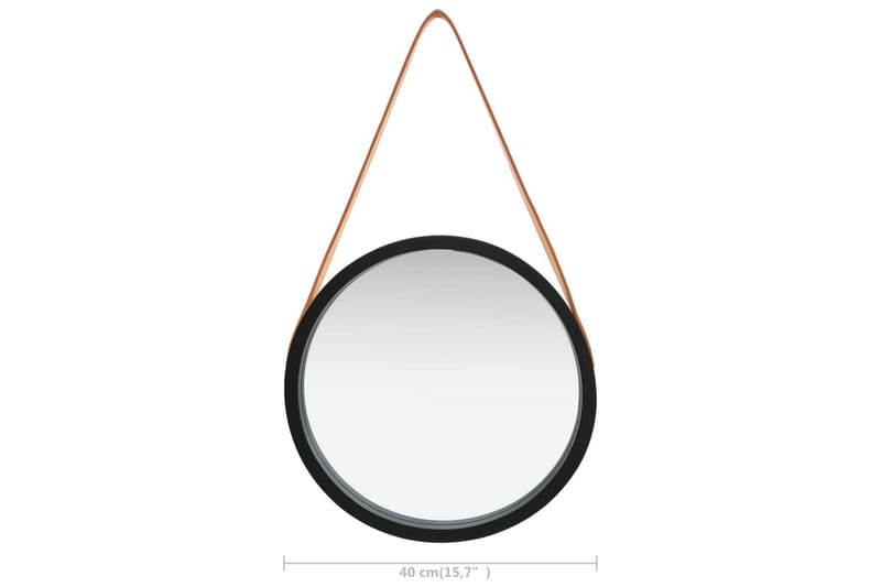Veggspeil med stropp 40 cm svart - Innredning - Speil - Veggspeil