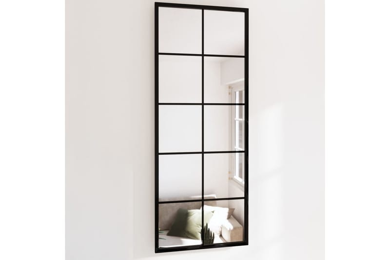 Veggspeil svart 100x40 cm metall - Svart - Innredning - Speil - Veggspeil