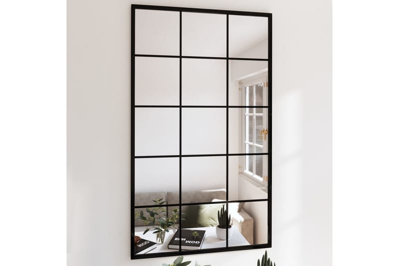Veggspeil svart 100x60 cm metall - Svart - Innredning - Speil - Veggspeil