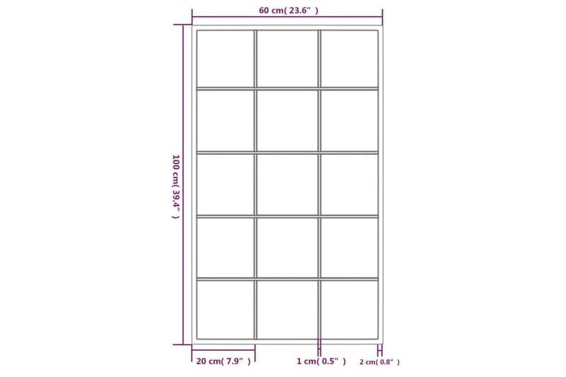 Veggspeil svart 100x60 cm metall - Svart - Veggspeil - Gangspeil