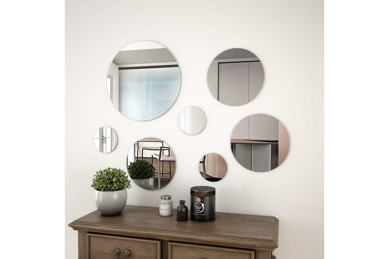 Veggspeilsett 7 deler rundt glass - Innredning - Speil - Veggspeil