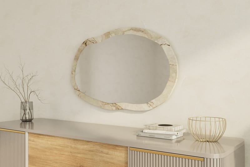 Zeo Vegghengt Speil 52 cm - Beige - Innredning - Speil - Veggspeil