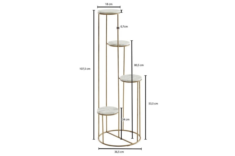 Stående hylle Wohnling Ekte marmortopp, blomsterstativ, gyllen metallbase, moderne stil - Innredning - Krukker