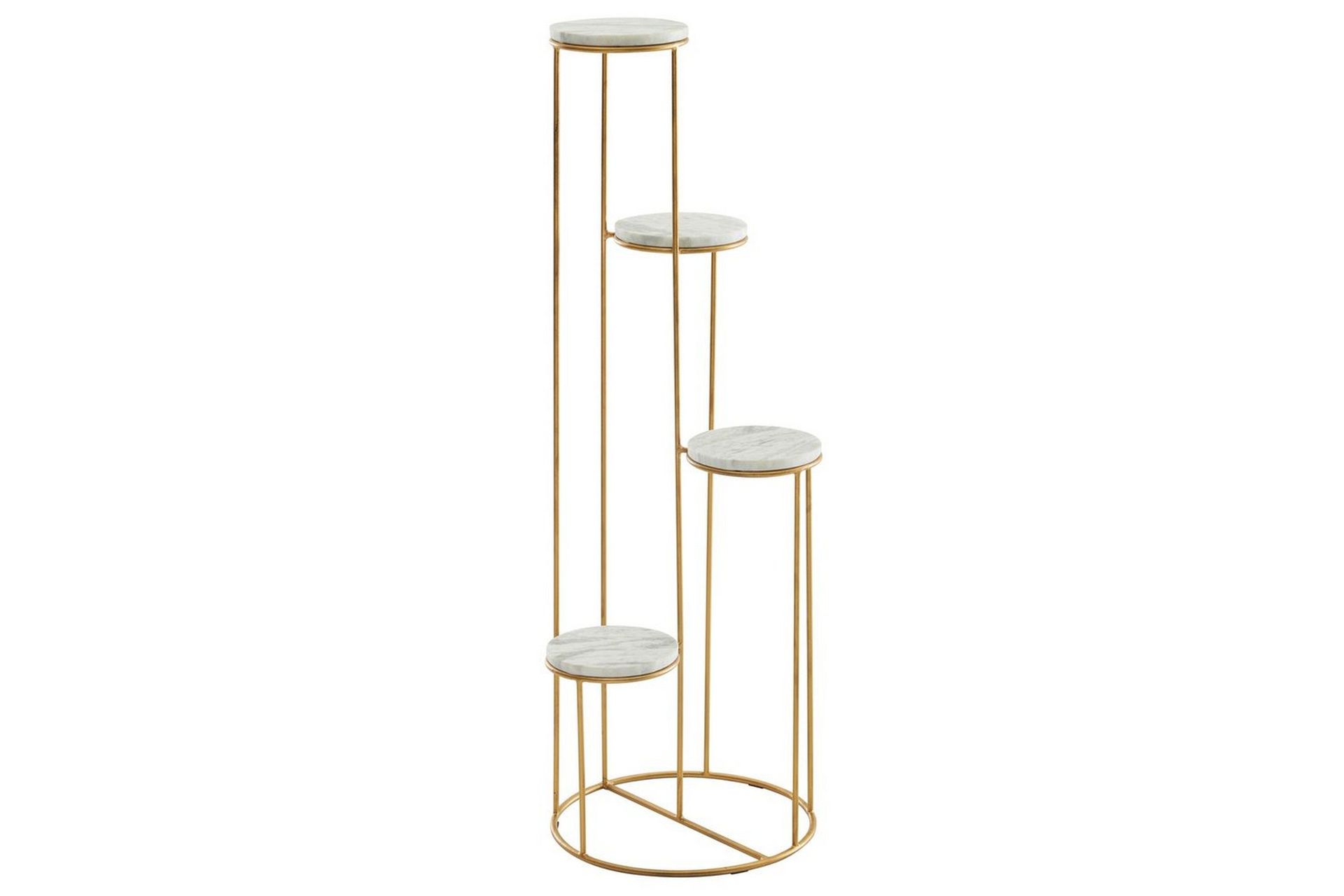 Stående hylle Wohnling Ekte marmortopp, blomsterstativ, gyllen metallbase, moderne stil -