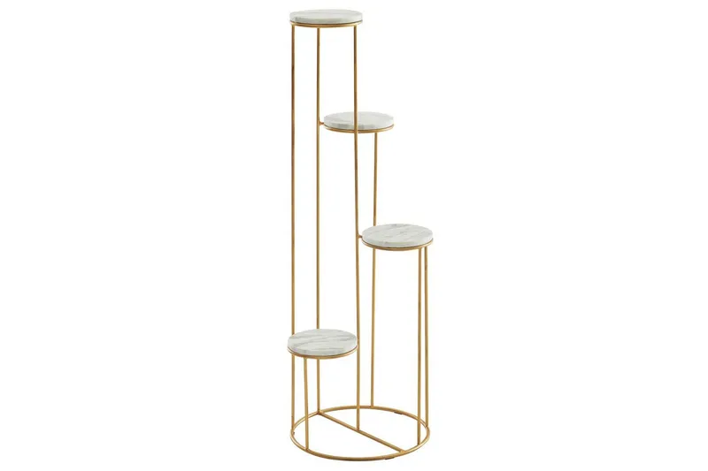 Stående hylle Wohnling Ekte marmortopp, blomsterstativ, gyllen metallbase, moderne stil, undefined