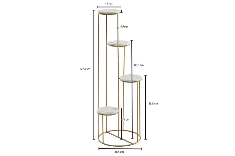 Stående hylle Wohnling Ekte marmortopp, blomsterstativ, gyllen metallbase, moderne stil - Innredning - Krukker