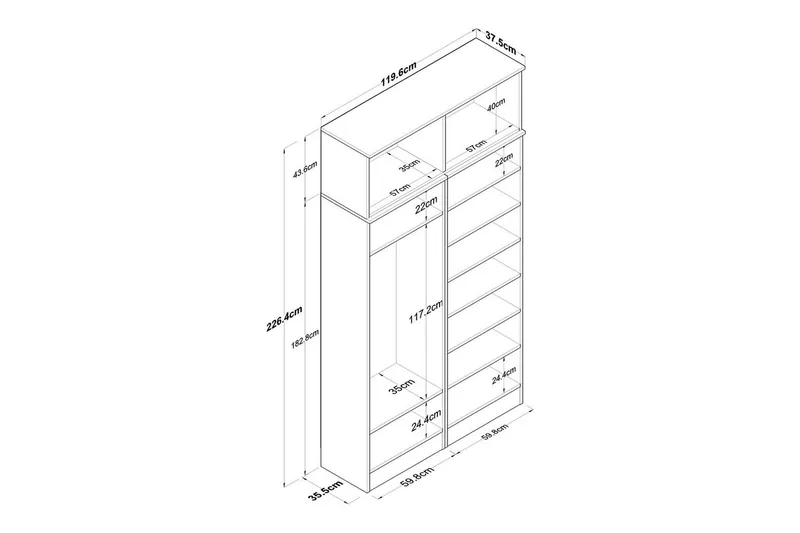 Thaven Smiingdetalj - Valnøtt/Hvit - Møbler - Gangmøbler - Møbelsett til gang & entre