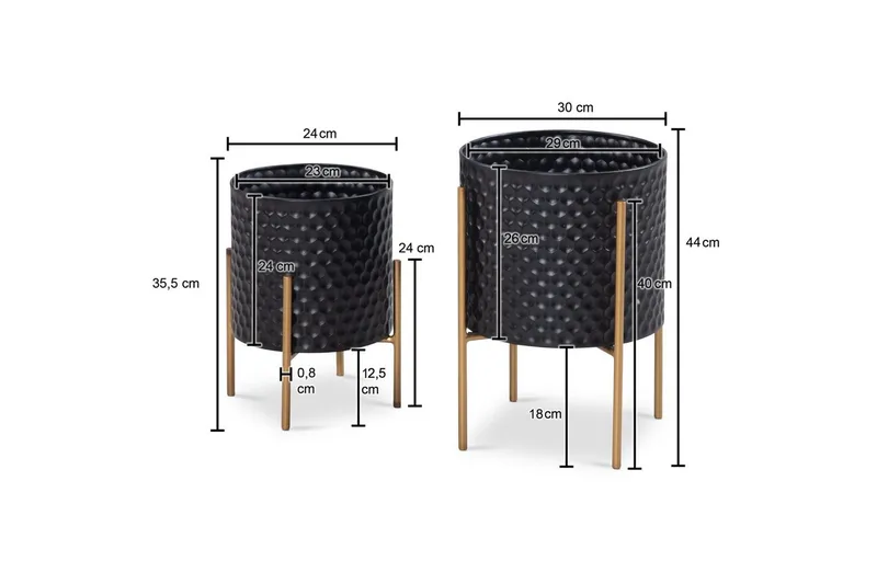 Vase Wohnling Sett av 2 Aluminium Blomster Plantepotte 3D Sirkel Overflate Moderne - Innredning - Krukker