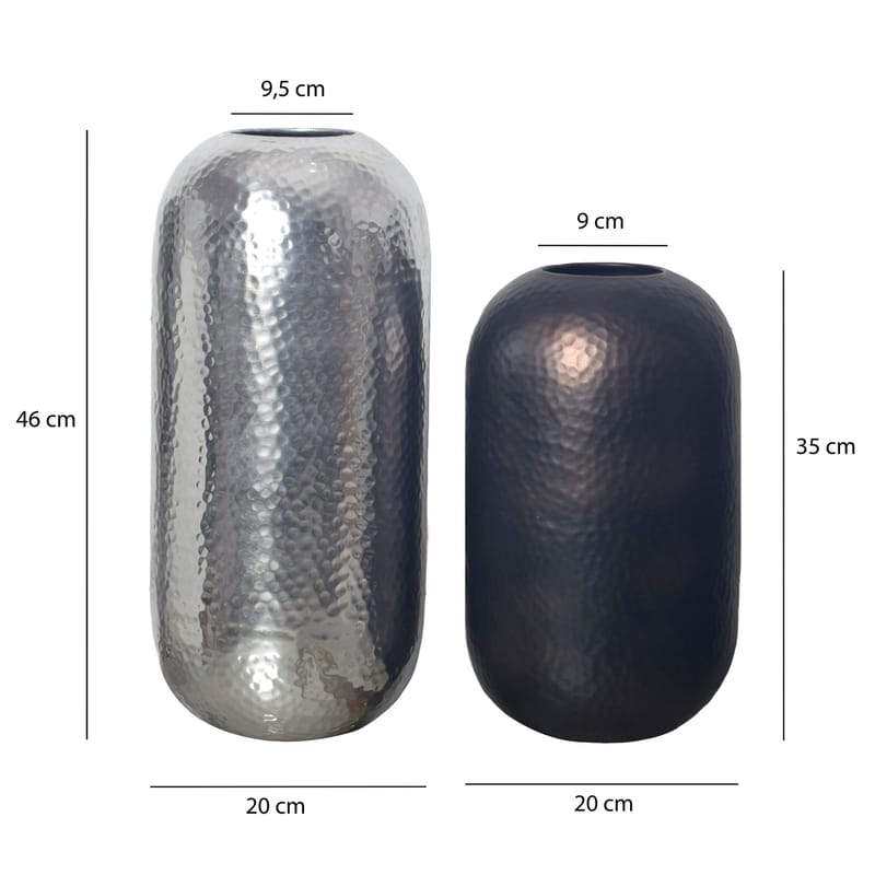 Corara Vase 46 cm Sett med 2 - Sølvfarget og svart bronse - Innredning - Vaser - Sylindervase