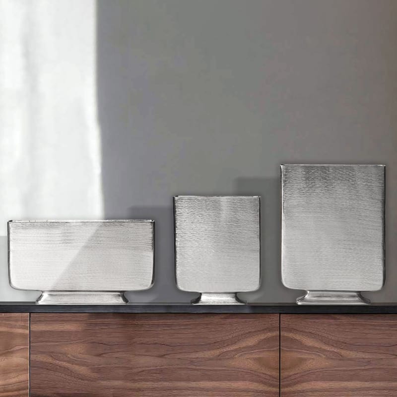 Corova Vase 33 cm Sett med 3 - Sølvfarget - Innredning - Vaser