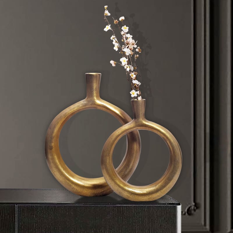 Dalena Vase 45 cm Sett med 2 - Antikk gull - Innredning - Vaser