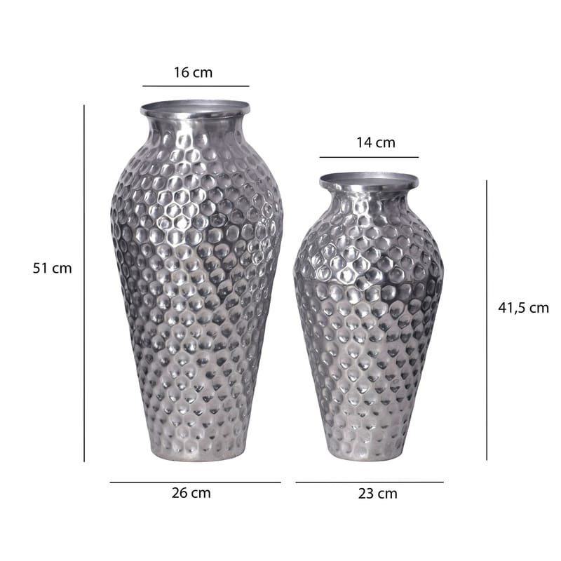 Dalilo Vase 51 cm Sett med 2 - Sølvfarget - Innredning - Vaser