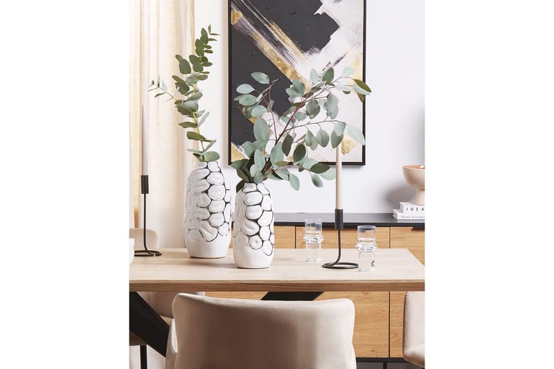 Dekorationsvas Beliani Cenabum 13x13x28 cm White||Chrome - Innredning - Vaser