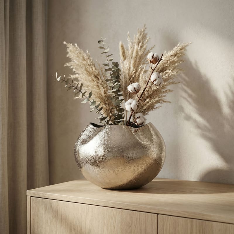 Harvik bordvase 30 cm i aluminium - Sølv - Innredning - Vaser