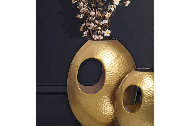 Vase Wohnling Sett av 2 Aluminium Hamret utseende, moderne loftstil Gull - Gull - Innredning - Vaser