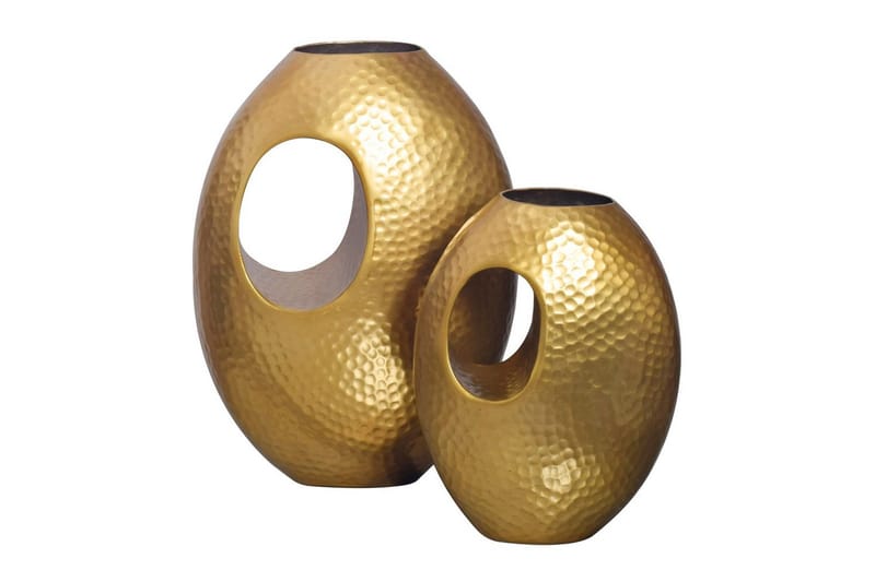 Vase Wohnling Sett av 2 Aluminium Hamret utseende, moderne loftstil Gull - Gull - Innredning - Vaser