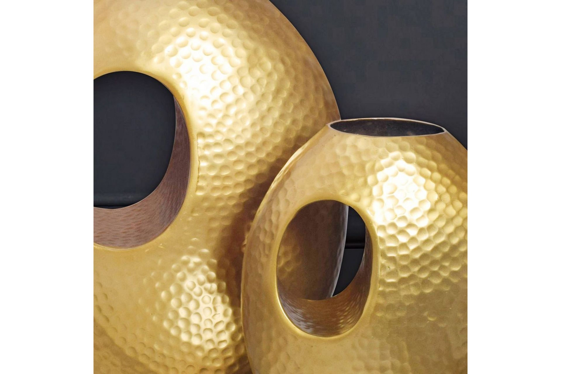Vase Wohnling Sett av 2 Aluminium Hamret utseende, moderne loftstil Gull - Gull - Innredning - Vaser