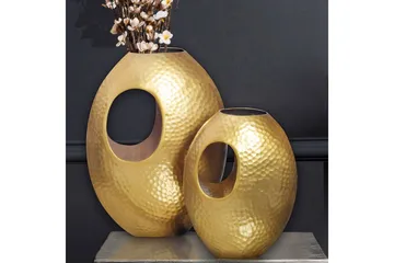 Vase Wohnling Sett av 2 Aluminium Hamret utseende, moderne loftstil Gull - Gull - Innredning - Vaser