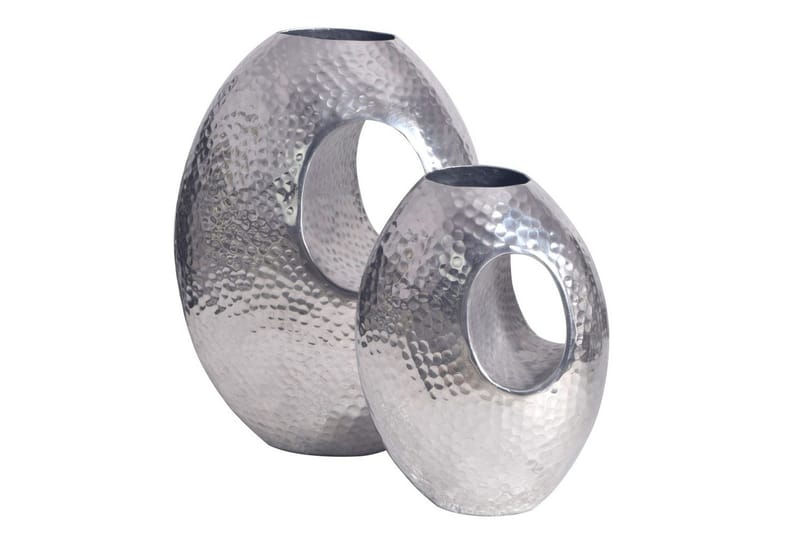 Vase Wohnling Sett av 2 Aluminium Hamret utseende, moderne loftstil Sølv - Sølv - Innredning - Vaser