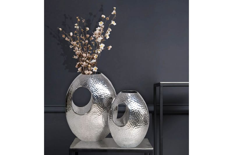 Vase Wohnling Sett av 2 Aluminium Hamret utseende, moderne loftstil Sølv - Sølv - Innredning - Vaser