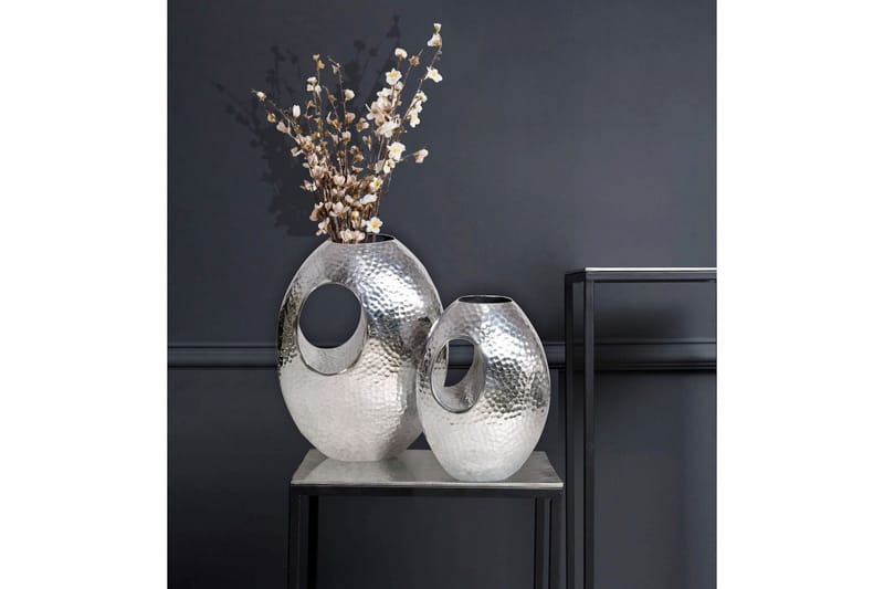 Vase Wohnling Sett av 2 Aluminium Hamret utseende, moderne loftstil Sølv - Sølv - Innredning - Vaser