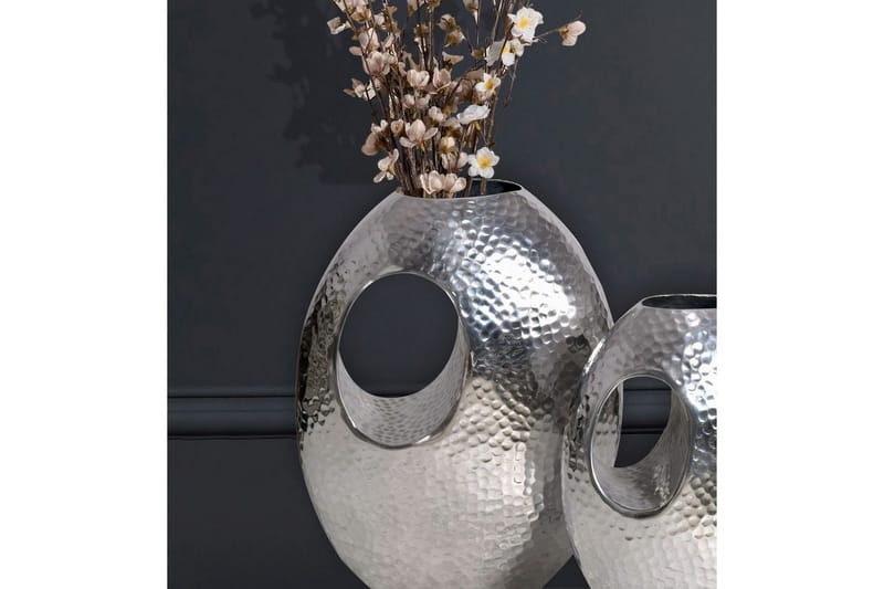 Vase Wohnling Sett av 2 Aluminium Hamret utseende, moderne loftstil Sølv - Sølv - Innredning - Vaser
