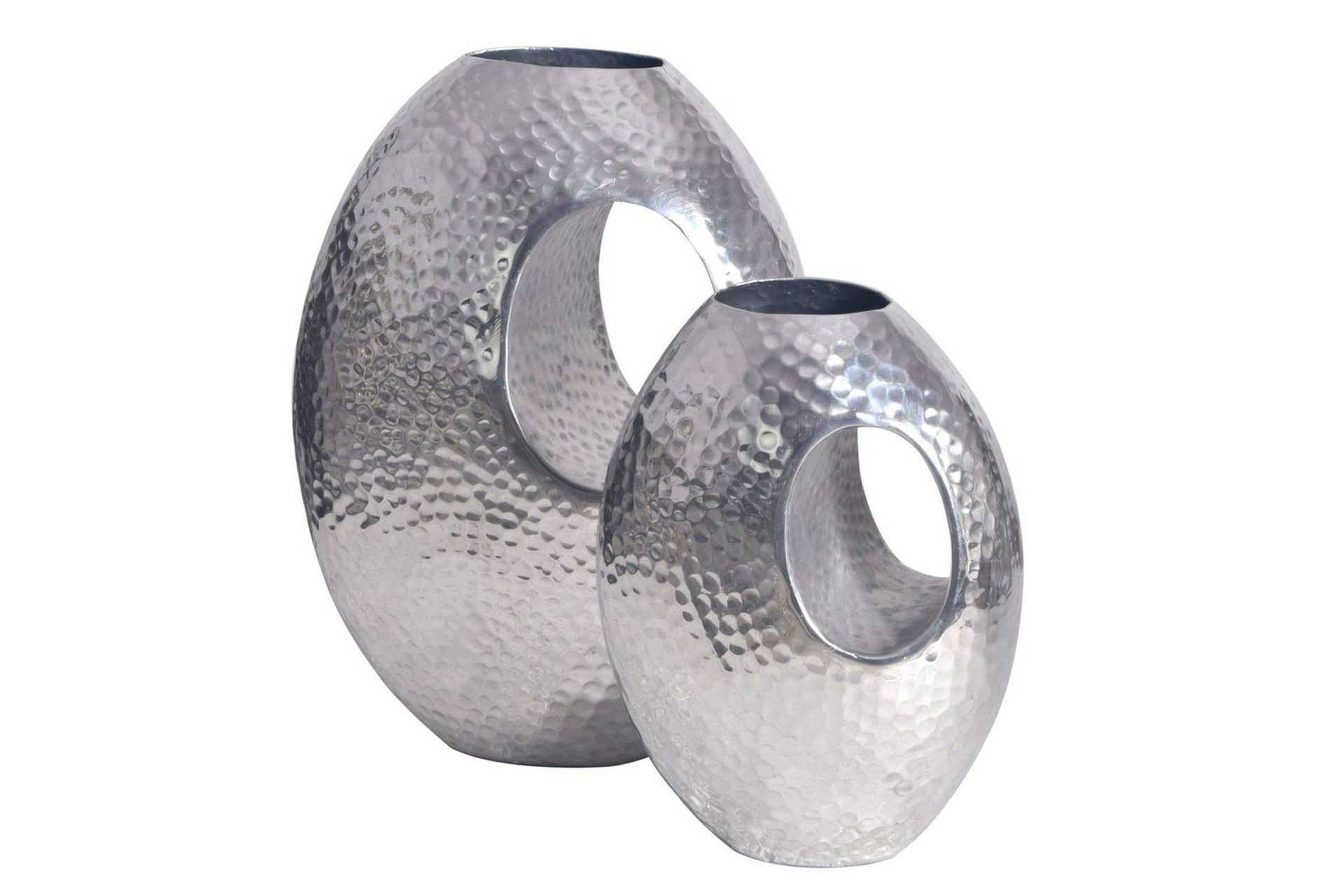 Vase Wohnling Sett av 2 Aluminium Hamret utseende, moderne loftstil Sølv - Sølv