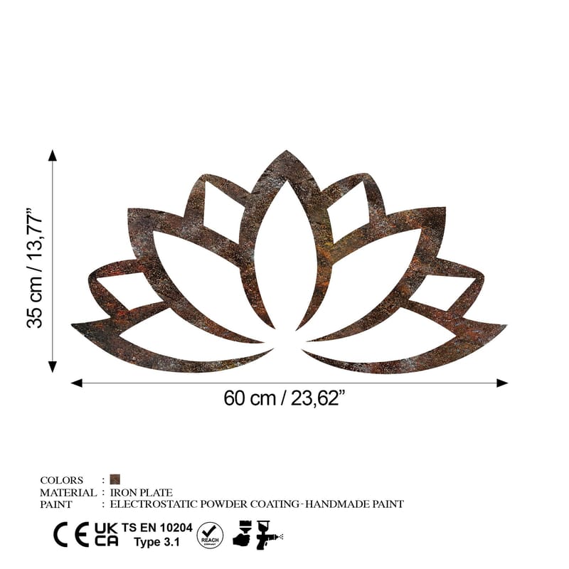 Dekorativt veggtilbehør i metall Wallxpert Rusty Lotus (35 x 60 cm) - Brun - Innredning - Veggdekorasjon - Wallstickers