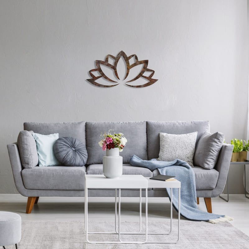 Dekorativt veggtilbehør i metall Wallxpert Rusty Lotus (35 x 60 cm) - Brun - Innredning - Veggdekorasjon - Wallstickers